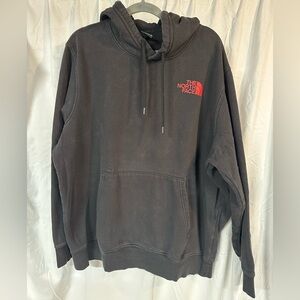 The North Face Men's Charcoal Hoodie with Red Logo